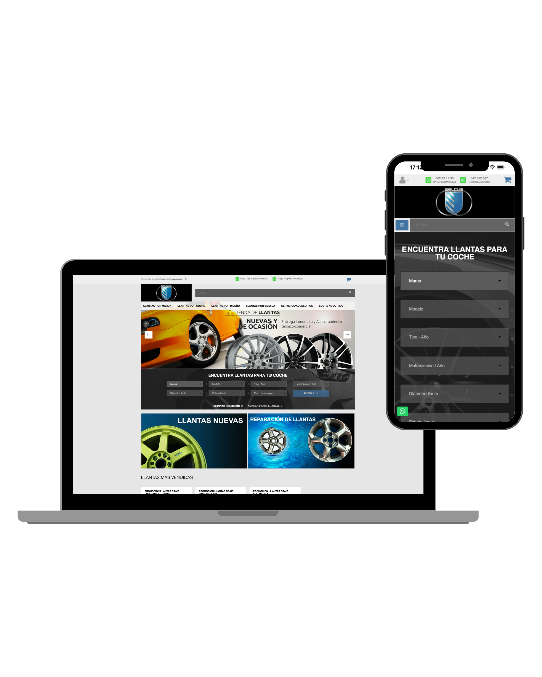 Expositor de llantas y marcas disponibles en Selcus